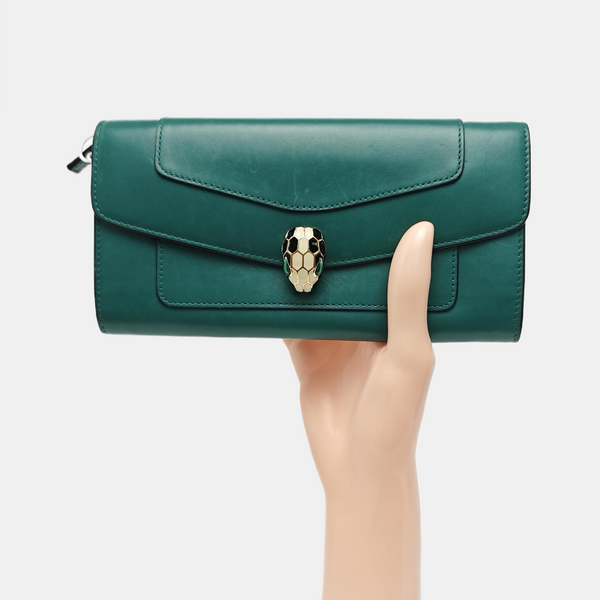 SERPENTI FOREVER Calfskin Green Wallet