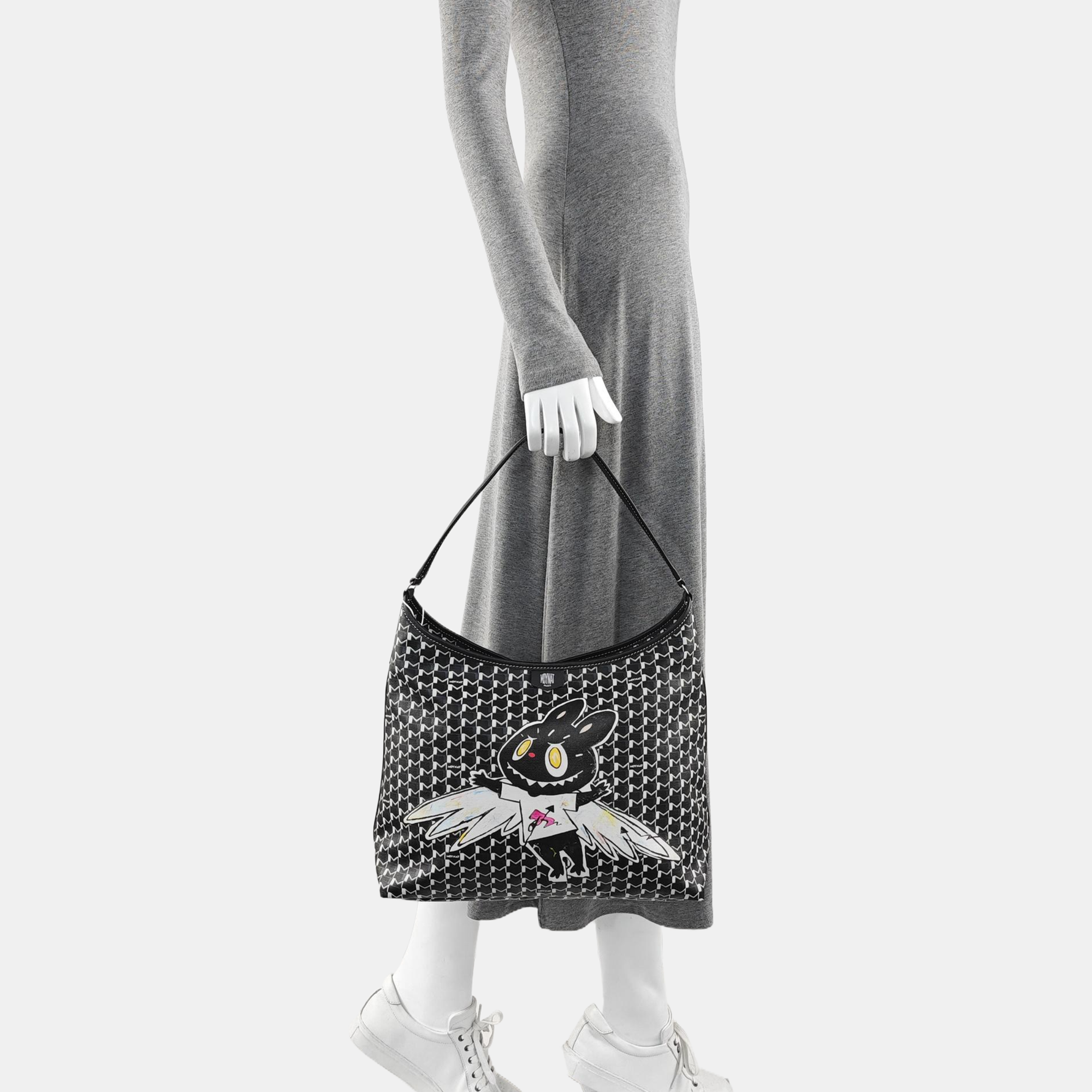 Coated Canvas Shoulder Bag Black