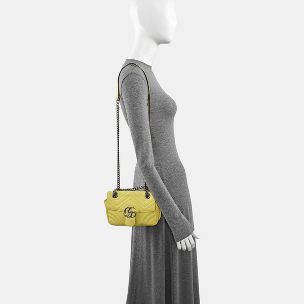 GG Marmont Small Quilted Calfskin Yellow
