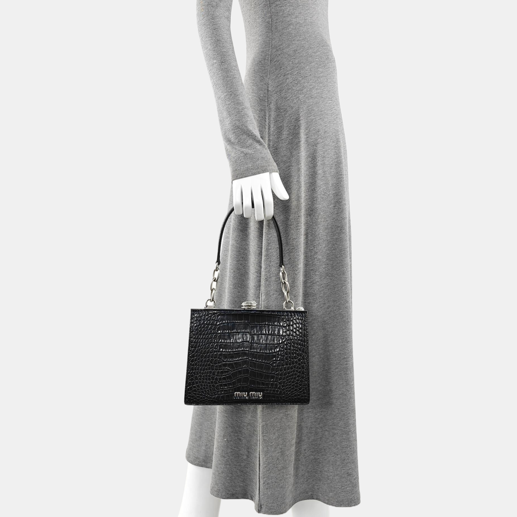 Calfskin Top Handle Bag Black