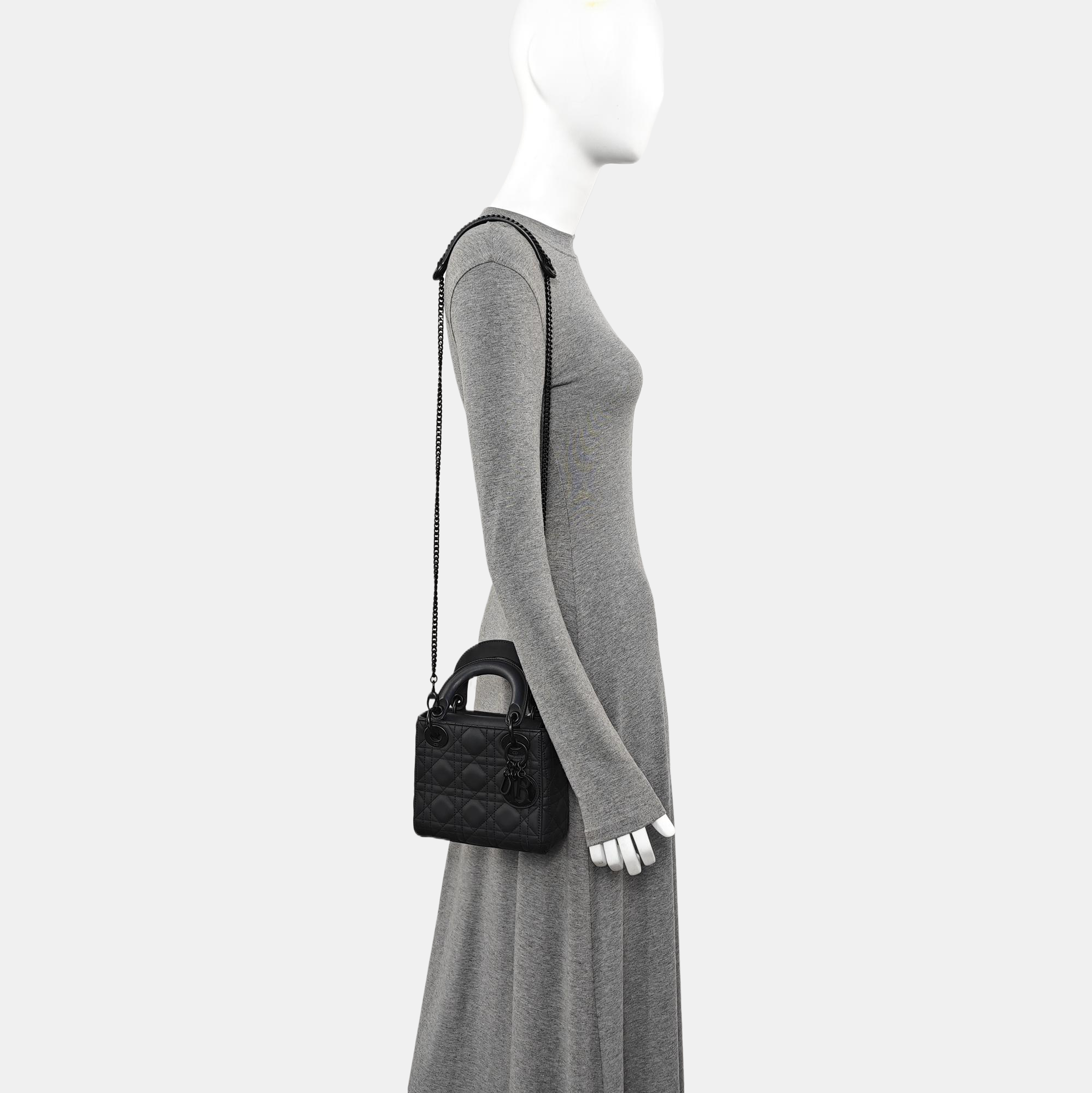 Lady Dior Mini Cannage Lambskin Black