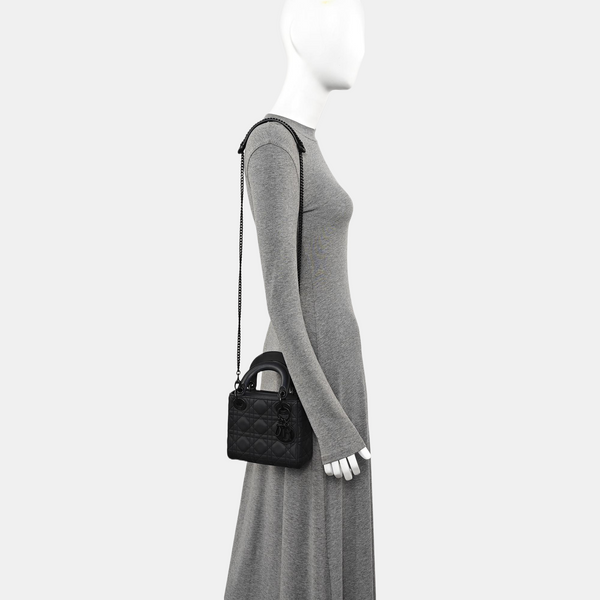 Lady Dior Mini Cannage Lambskin Black