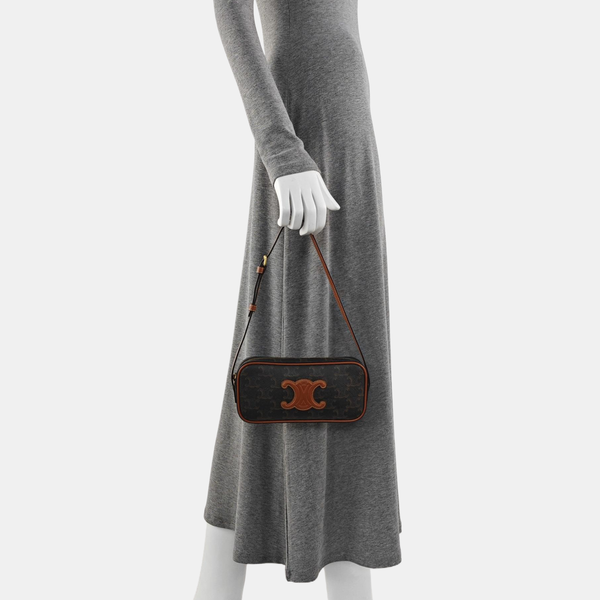Coated Canvas Shoulder Bag Brown