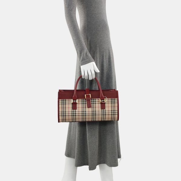 House Check Canvas Tote Canvas Beige