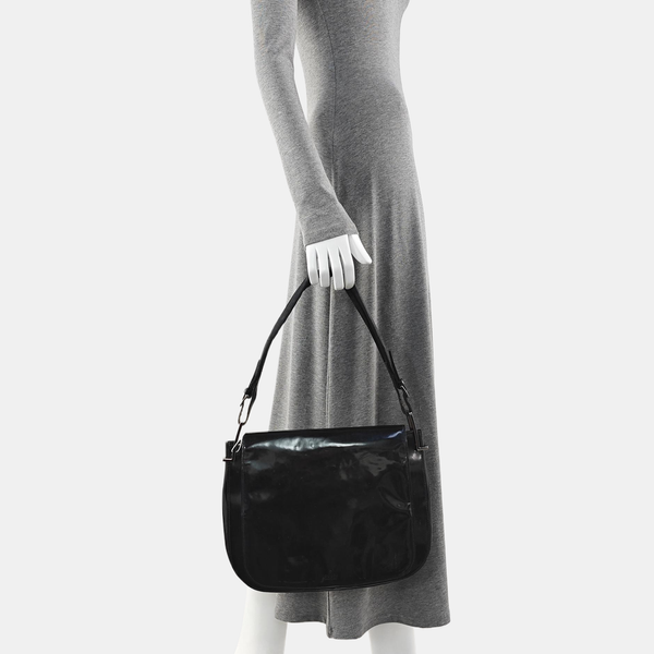 Patent Leather Shoulder Bag Black