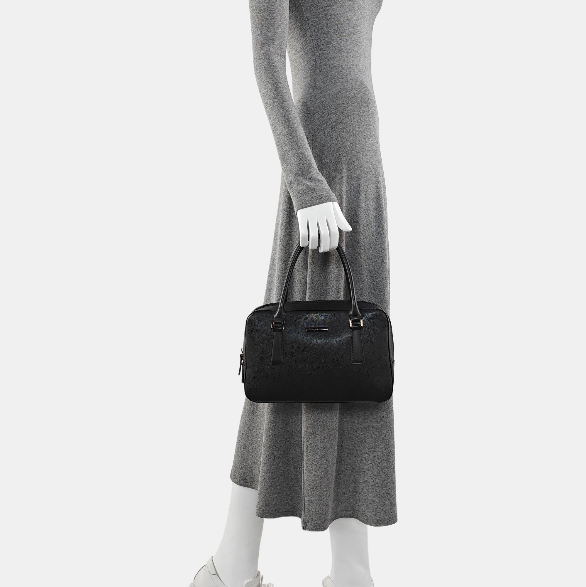 Calfskin Top Handle Bag Black