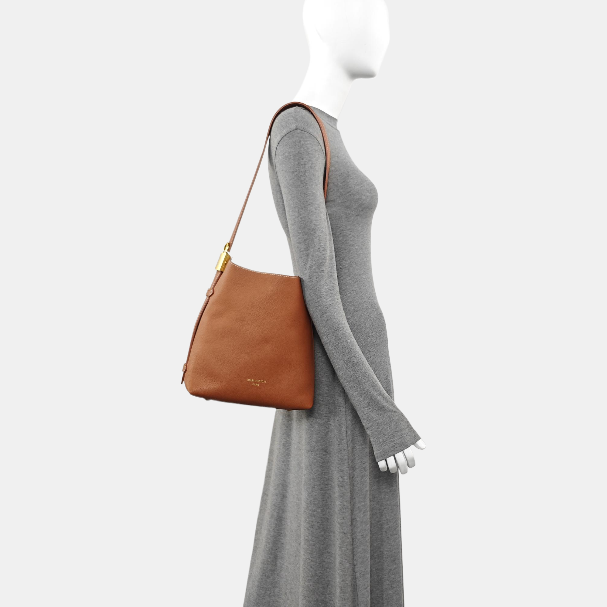 LOW KEY HOBO PM Monogram Calfskin Brown