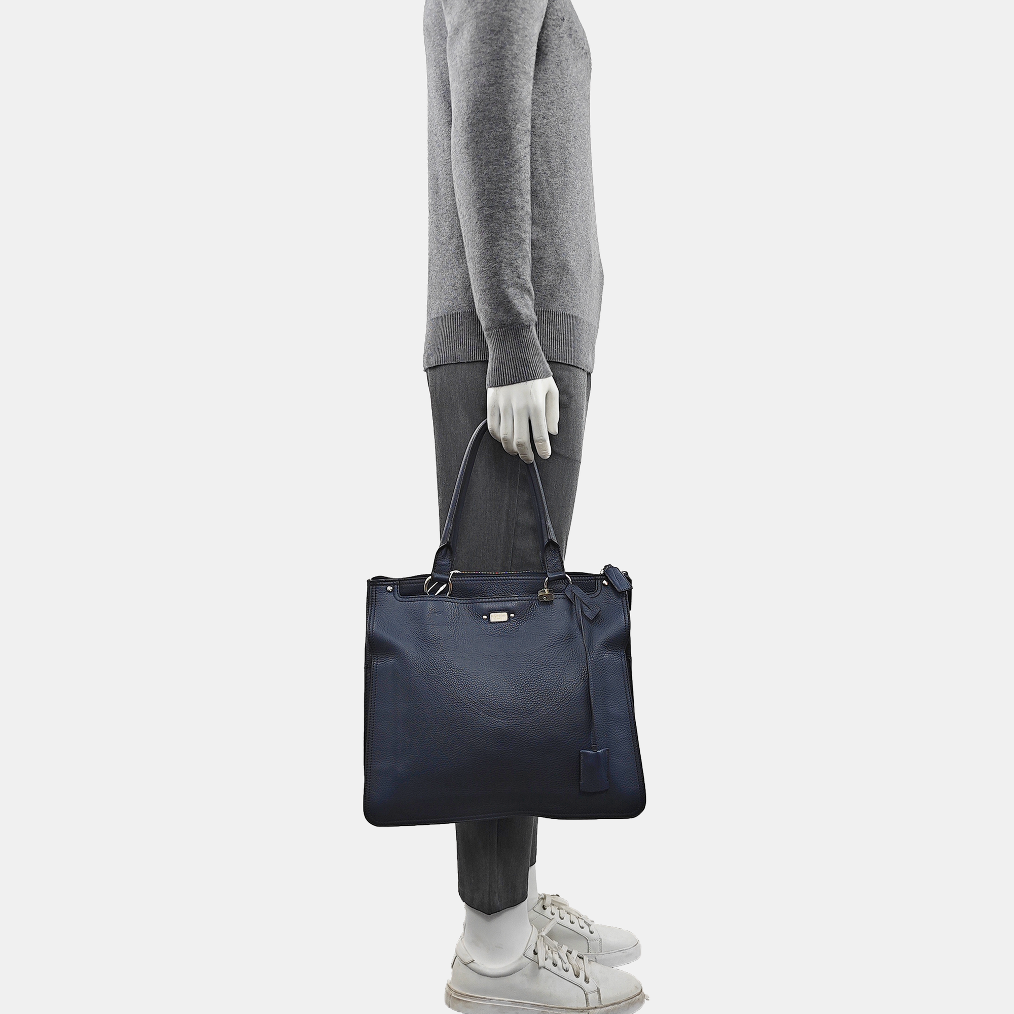Calfskin Top Handle Bag Blue