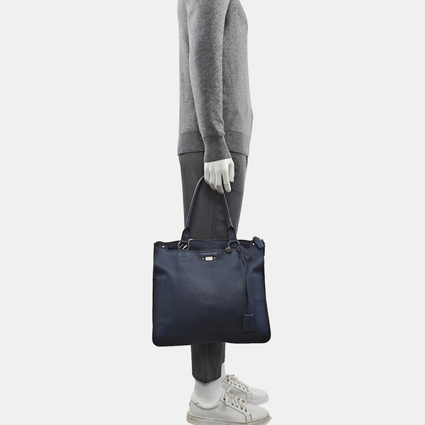 Calfskin Top Handle Bag Blue