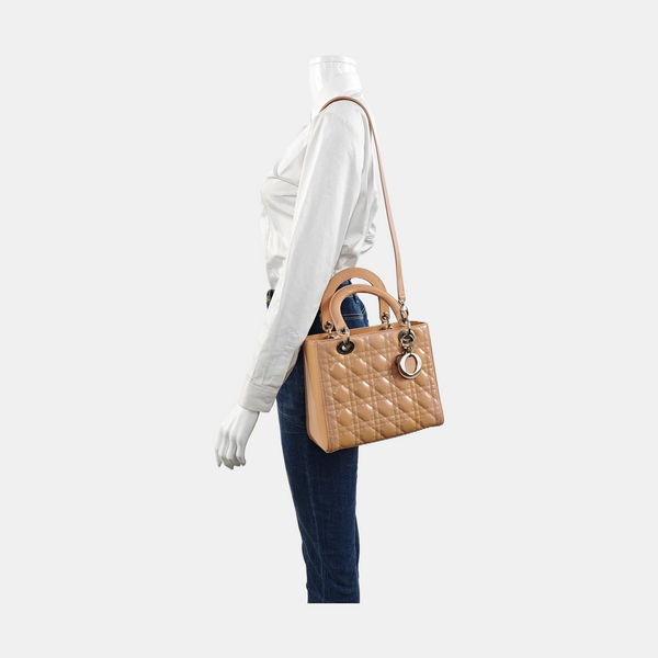 Lady Dior Medium Cannage Patent Leather Pink