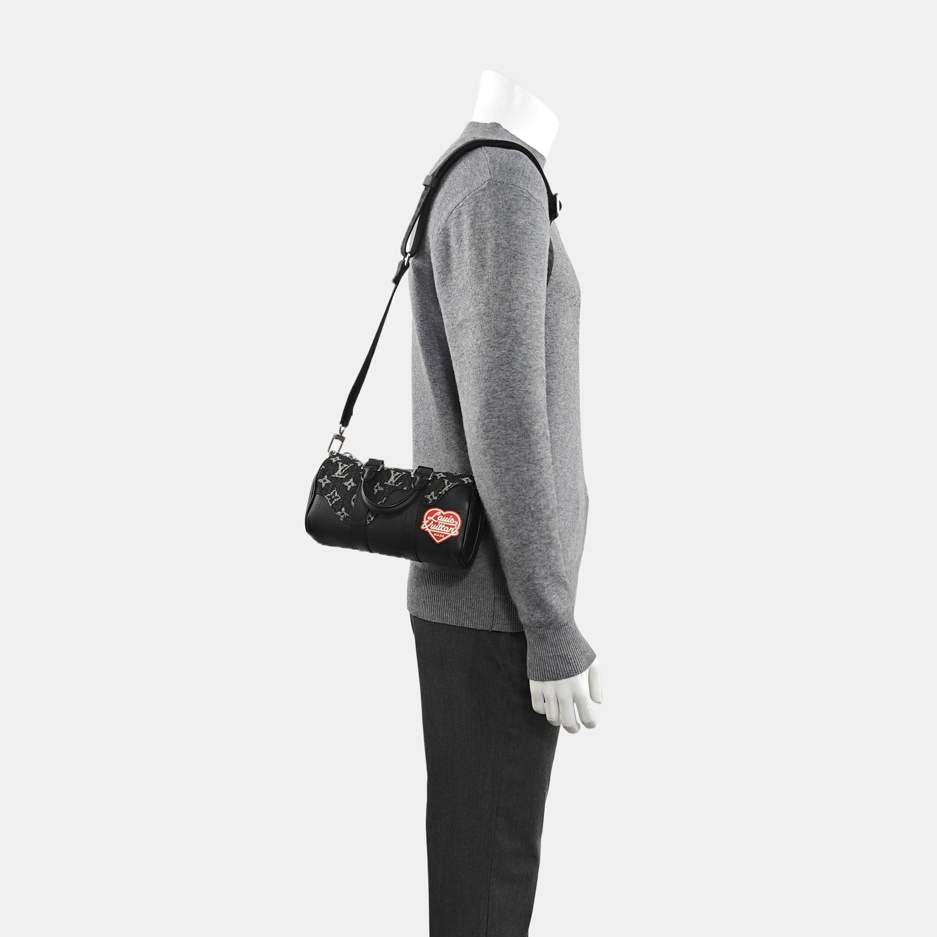 KEEPALL Nano Monogram Calfskin Black