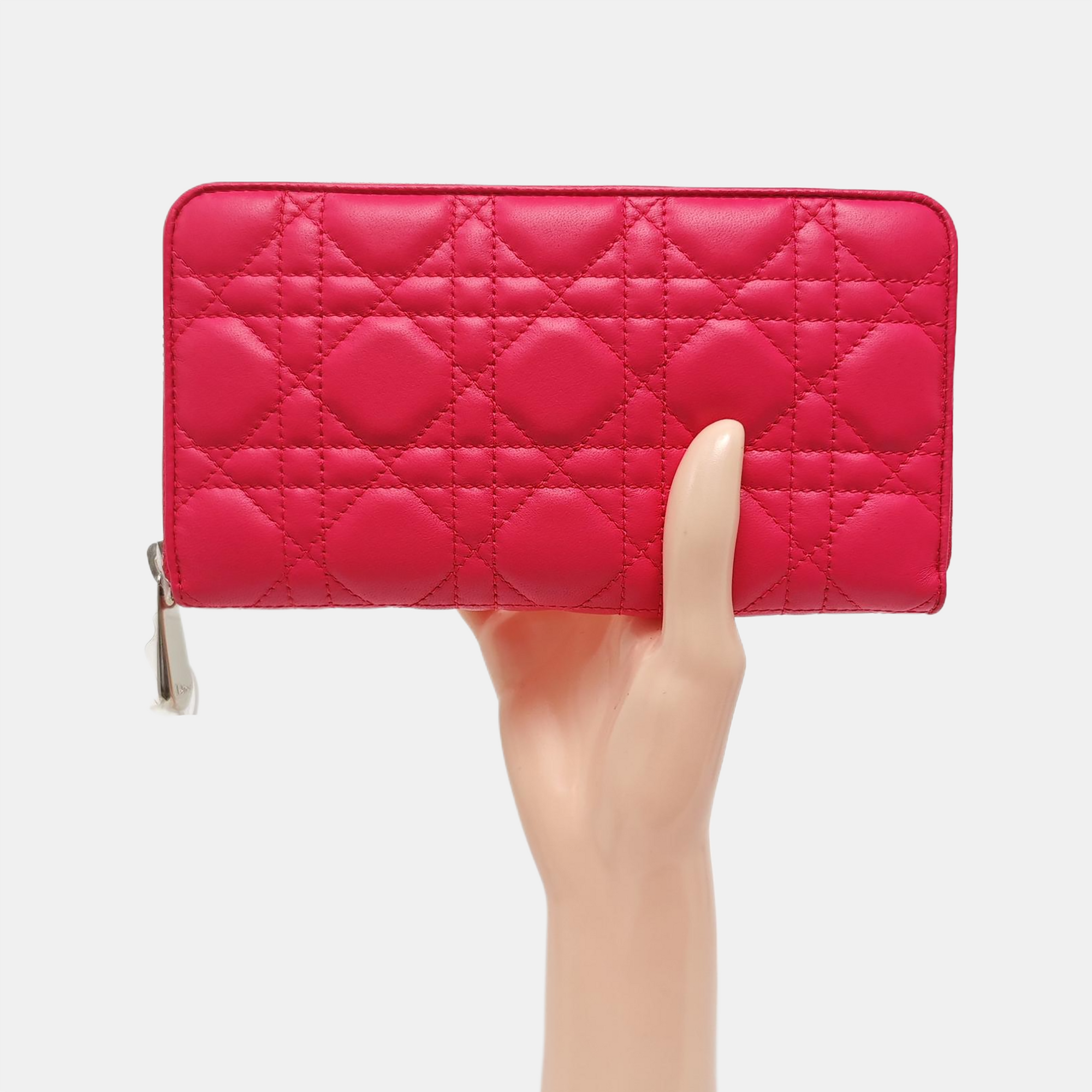 Lady Dior Small Quilted Lambskin Red Wallet