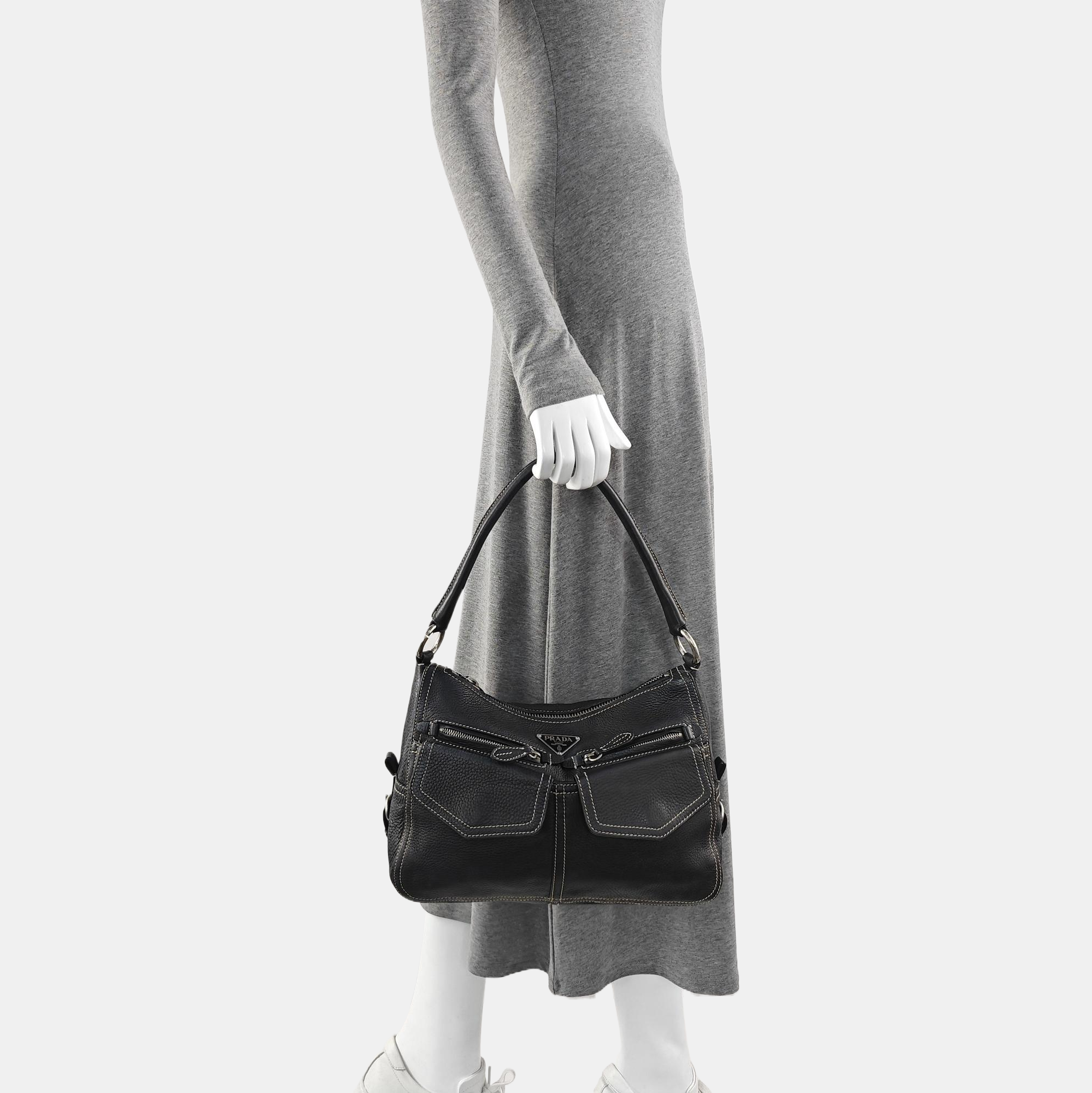 Leather Top Handle Bag Black