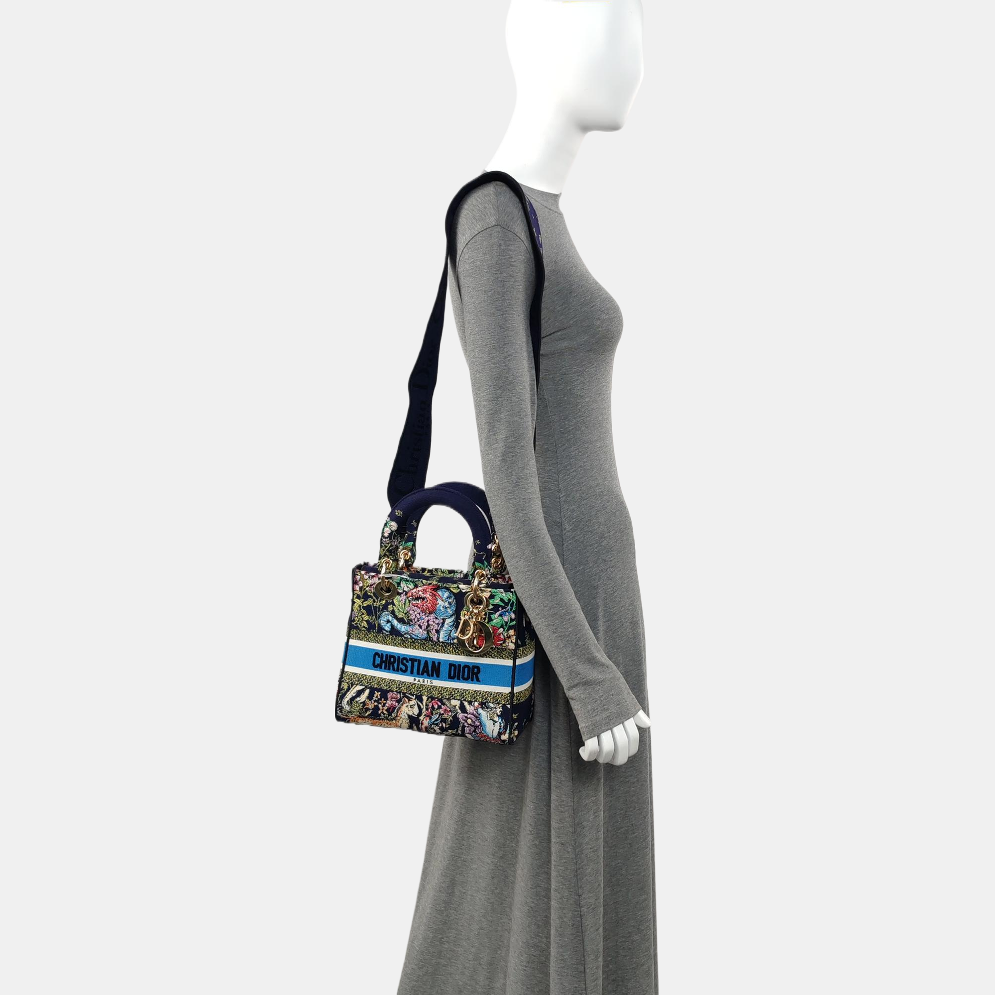 Authenticated pre-owned  Lady D-Lite Medium Canvas Blue - Tote Bag at Looply