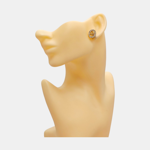 Dior Oblique Metal Gold Clip On Earrings