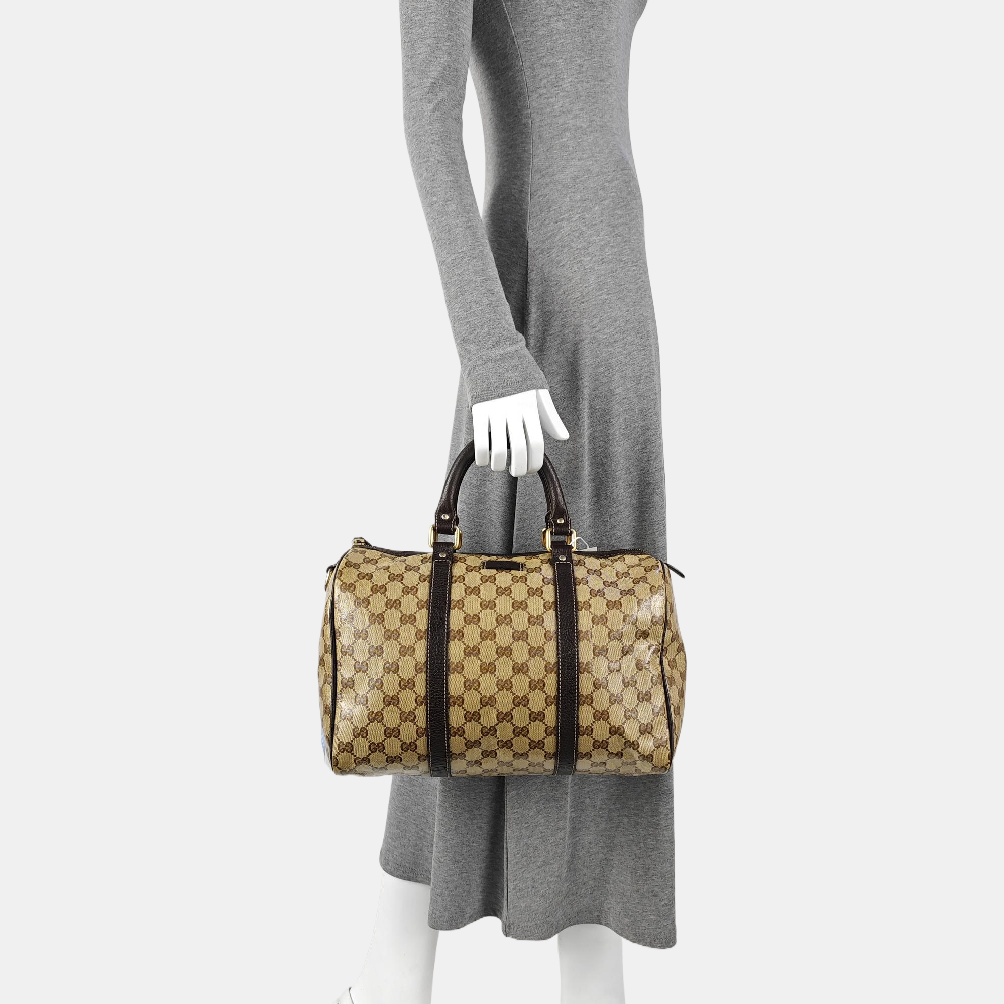Joy Medium Monogram Coated Canvas Brown