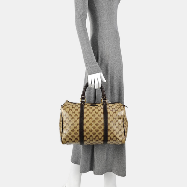 Joy Medium Monogram Coated Canvas Brown