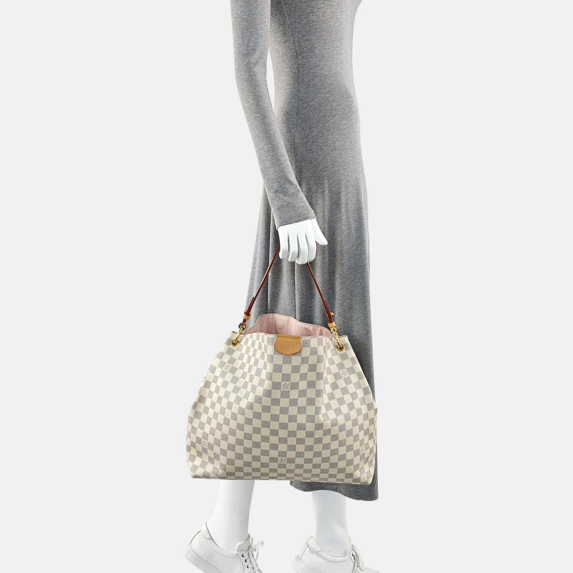 GRACEFUL PM Damier Azur Coated Canvas White