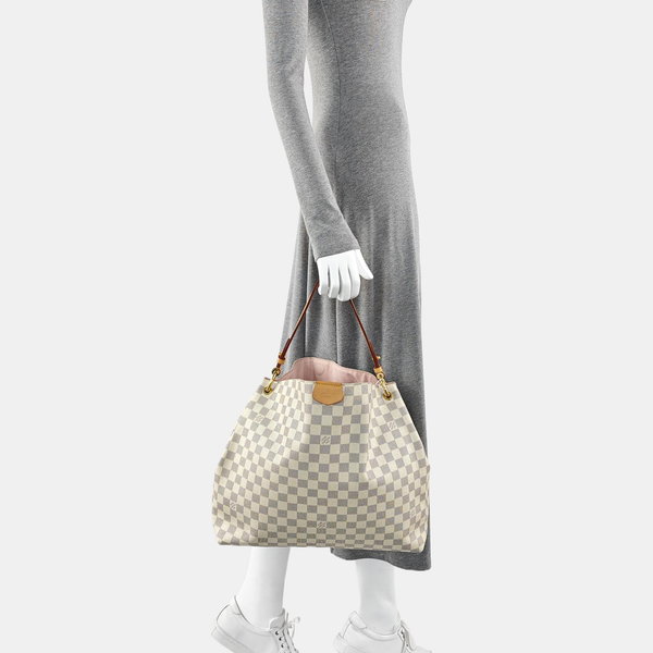 GRACEFUL PM Damier Azur Coated Canvas White