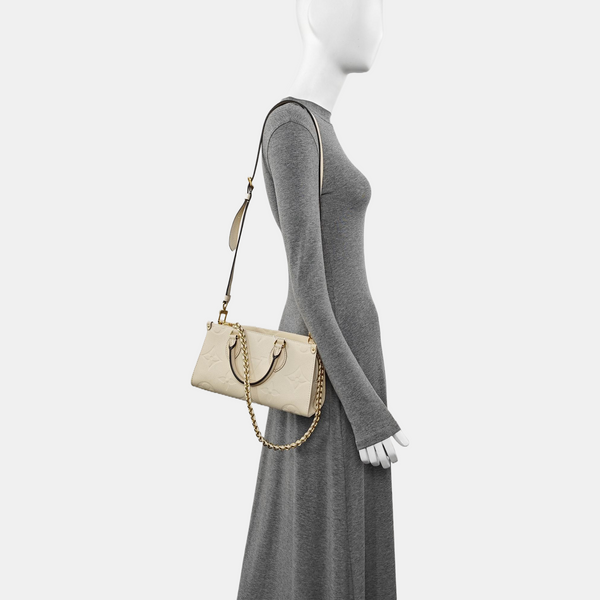 ONTHEGO EAST WEST PM Monogram Calfskin White
