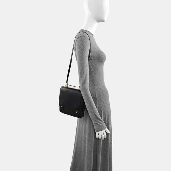 Box Calf Shoulder Bag Black