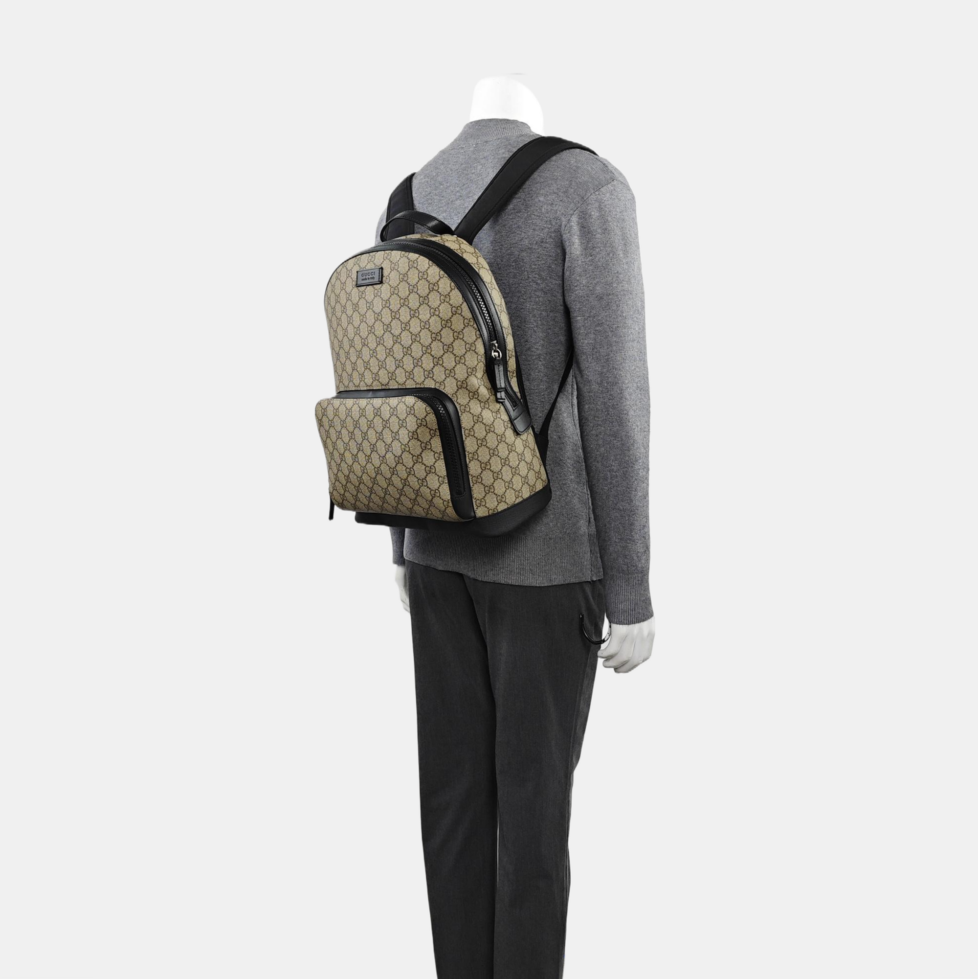 Monogram Coated Canvas Backpack Black