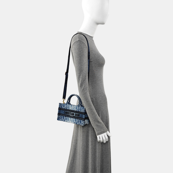 Book Tote Mini Oblique Denim Blue