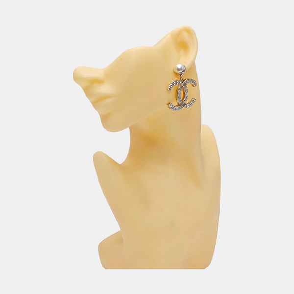 CC Logo Metal Gold Stud Earrings