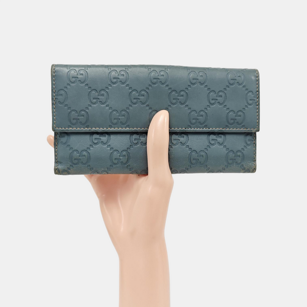 Monogram Leather Wallet Blue
