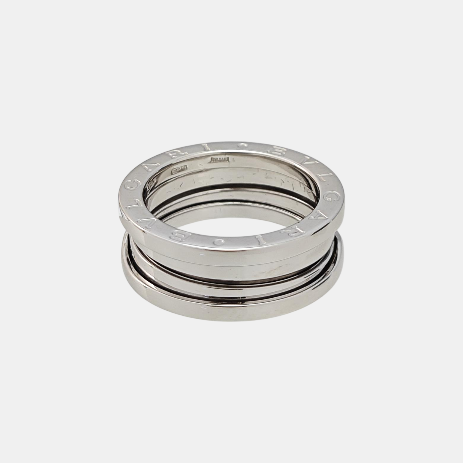 B.ZERO1 18k White Gold Silver Ring EU 52