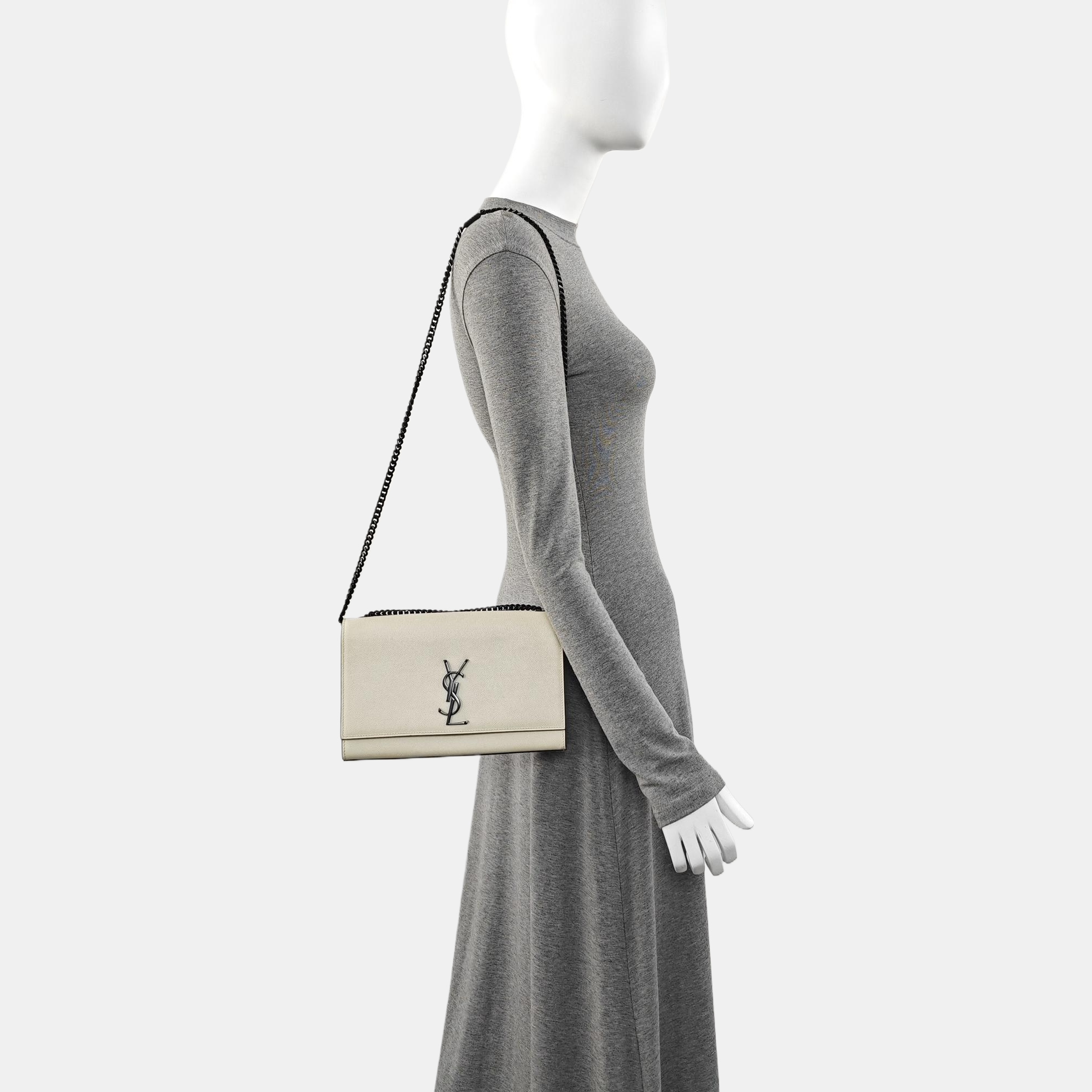 Authenticated pre-owned  KATE Medium Calfskin White - Shoulder Bag at Looply