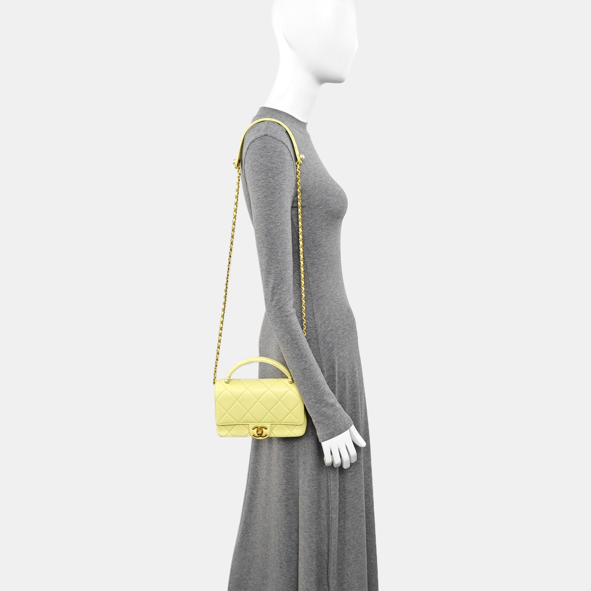 Quilted Lambskin Shoulder Bag Yellow