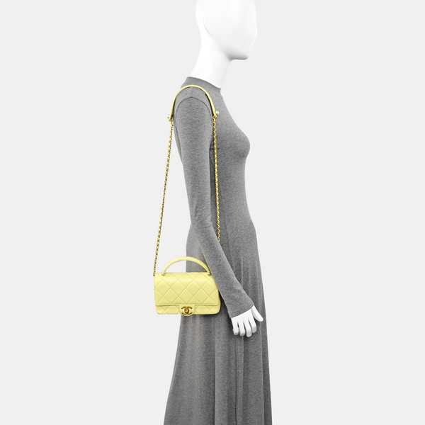 Quilted Lambskin Shoulder Bag Yellow