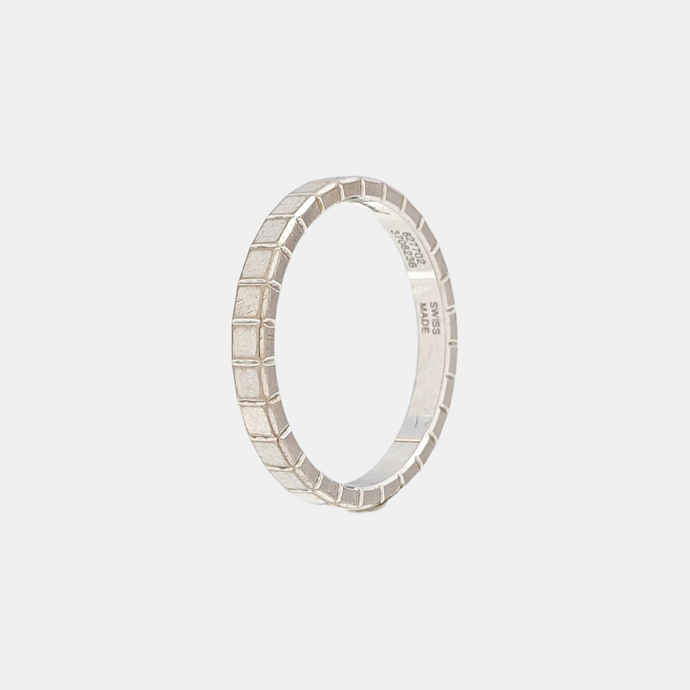 Ice Cube 18k White Gold Silver Ring EU 53