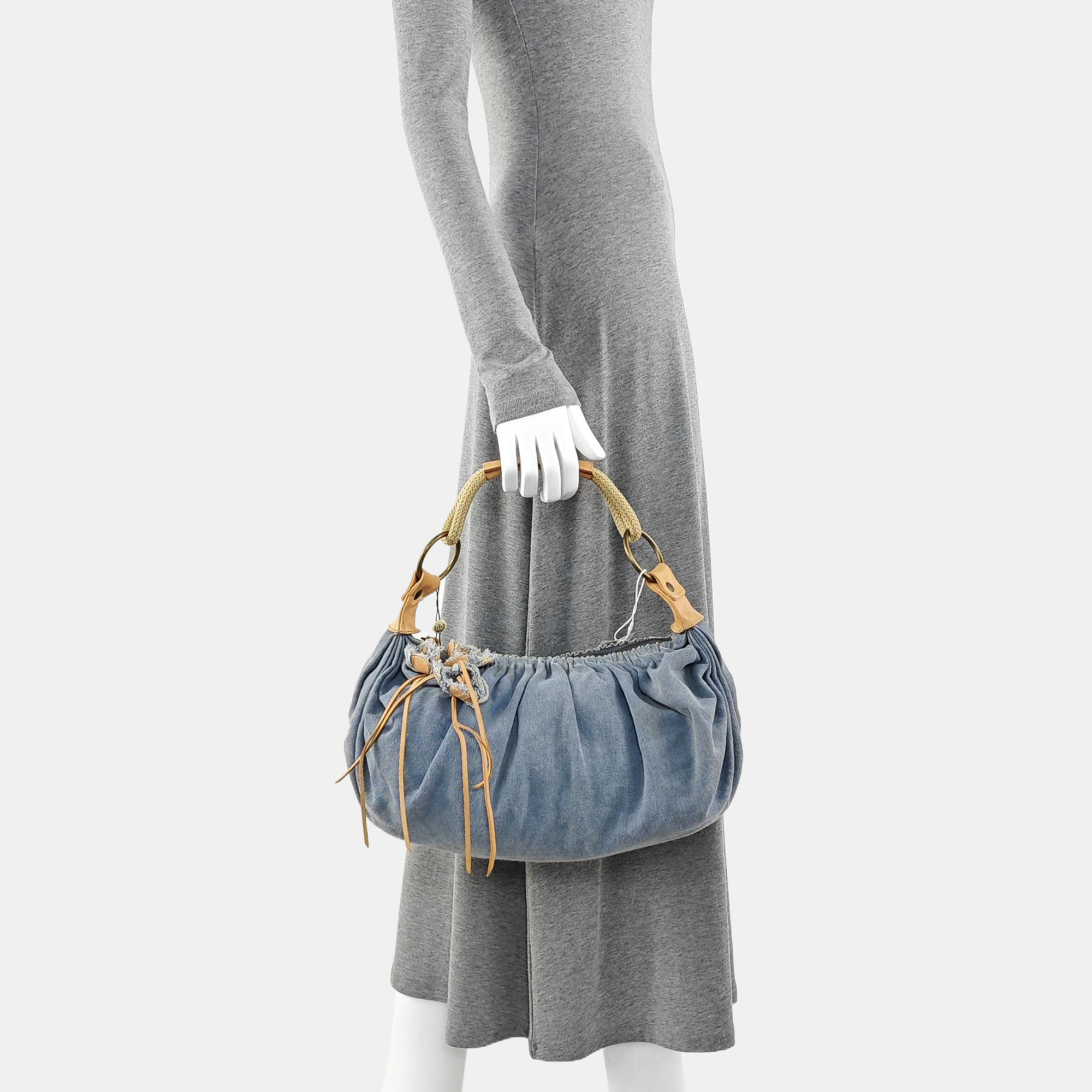 Denim Top Handle Bag Blue
