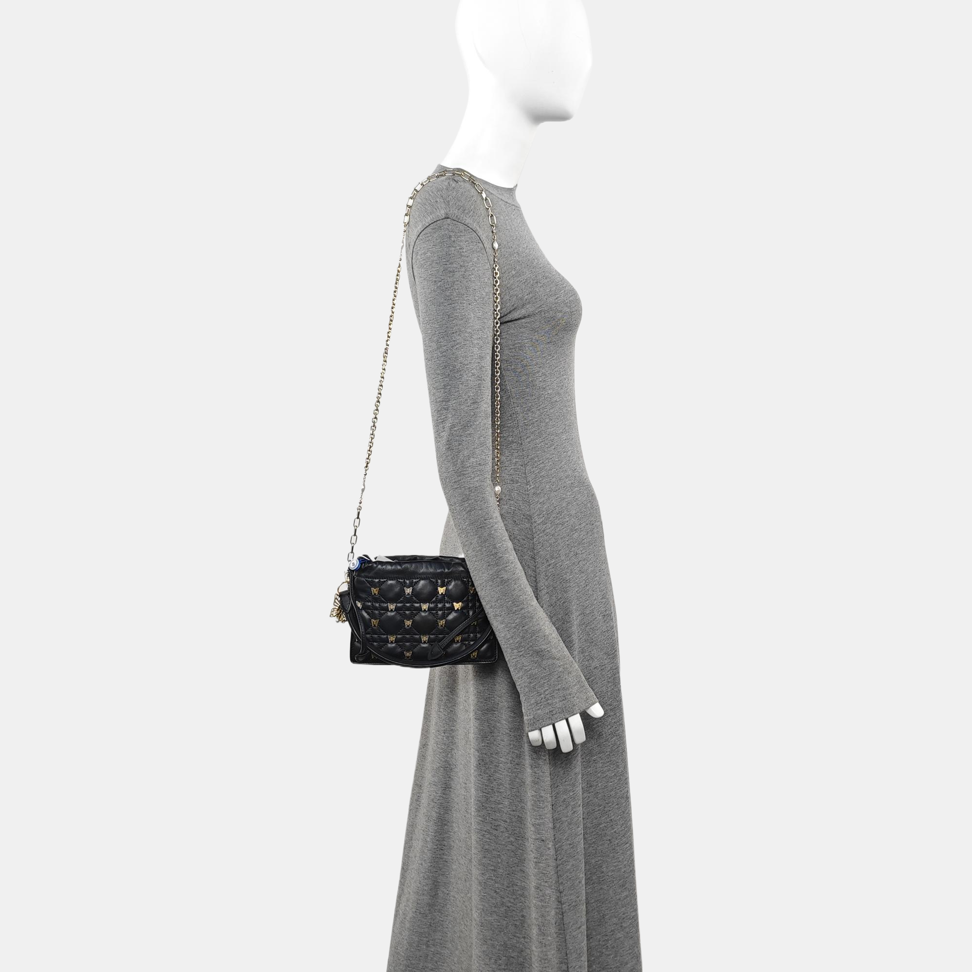 Lady Dior Milly Mini Cannage Lambskin Black
