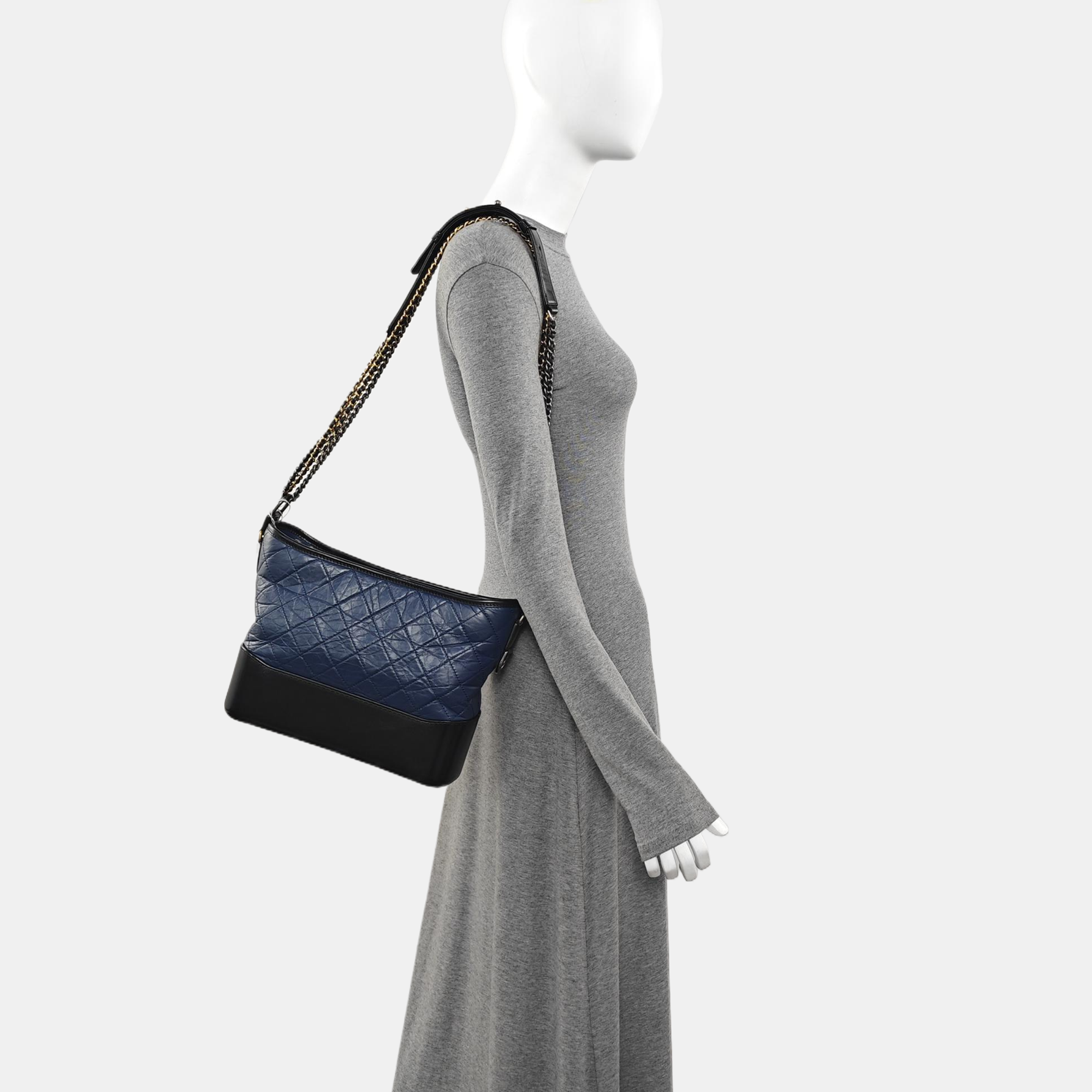 GABRIELLE Medium Quilted Calfskin Blue