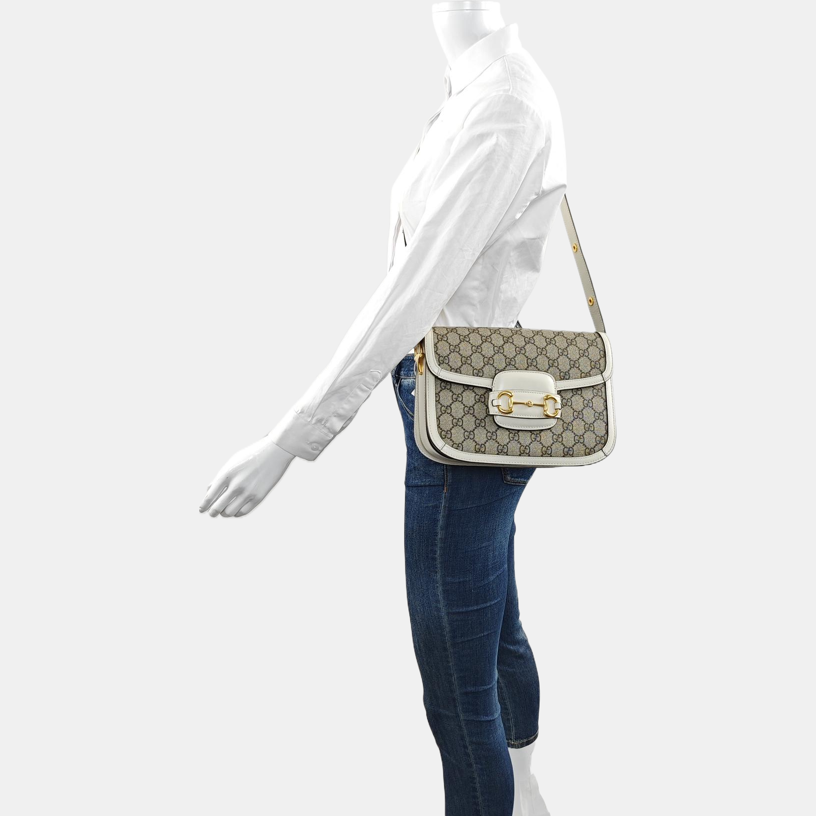 Horsebit 1955 Small Monogram Coated Canvas Beige