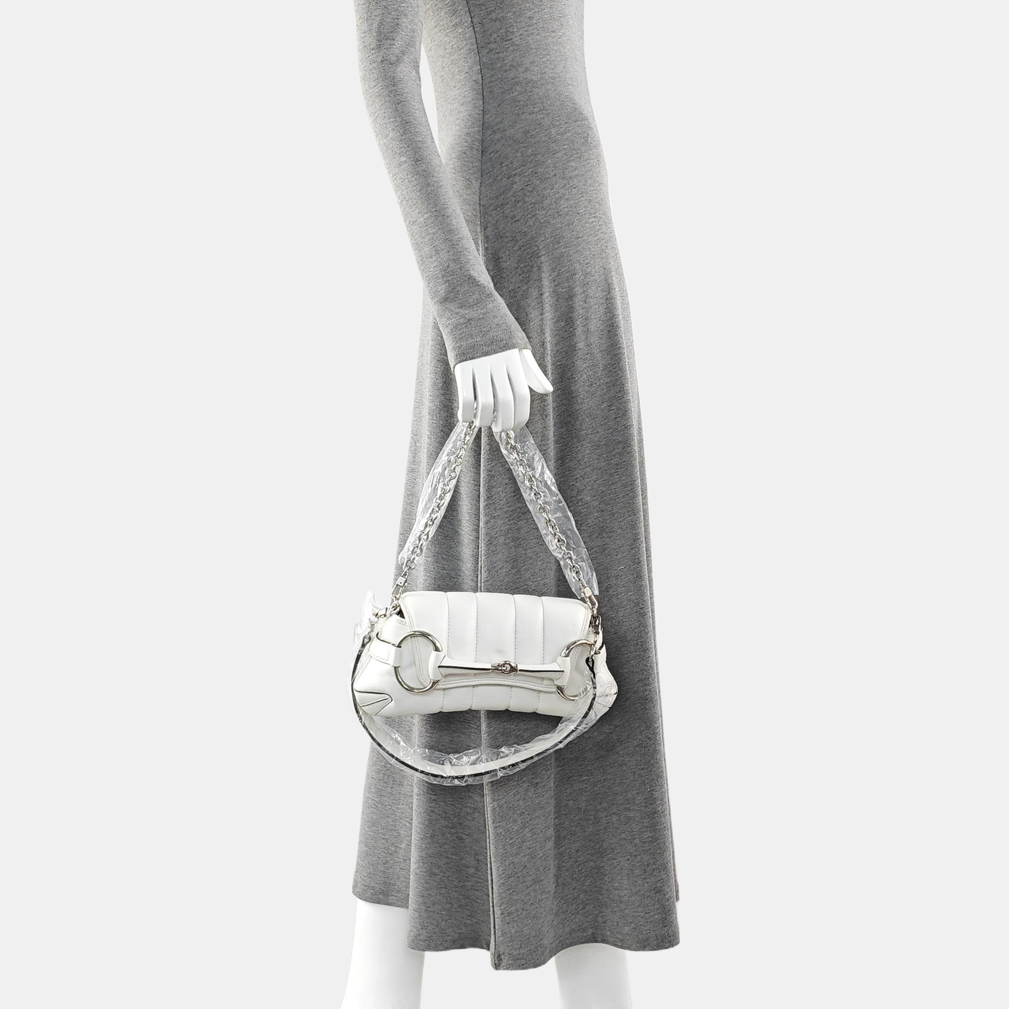 Horsebit Chain Small Lambskin White