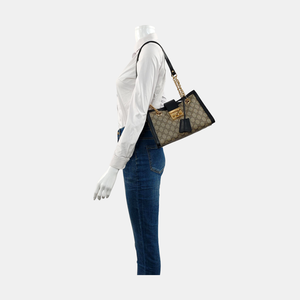 Padlock Small Monogram Coated Canvas Beige