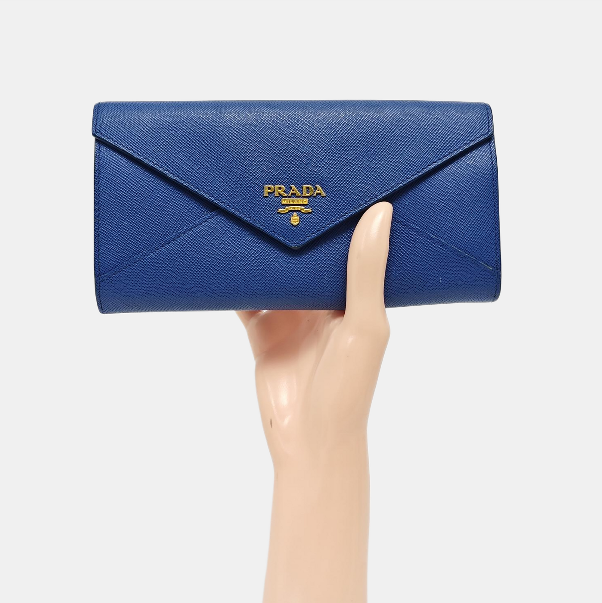 Envelope Wallet Saffiano Calfskin Blue