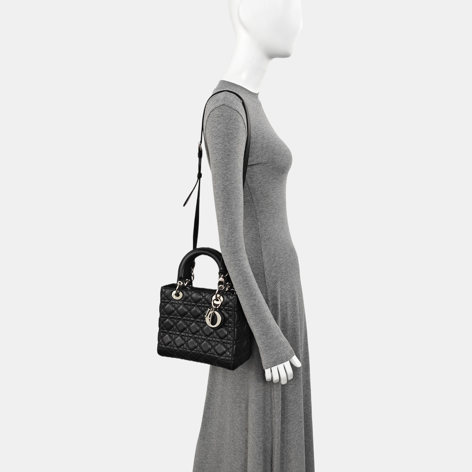 Lady Dior Medium Cannage Lambskin Black