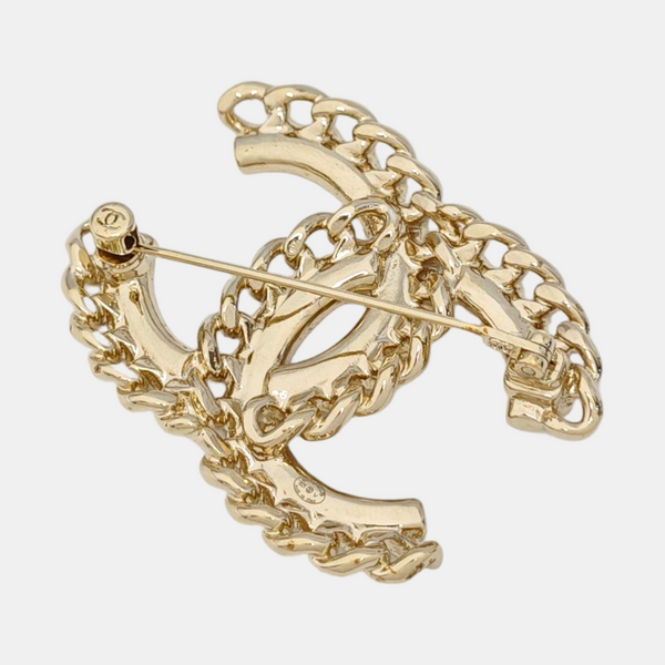 CC Logo Metal Gold Brooch