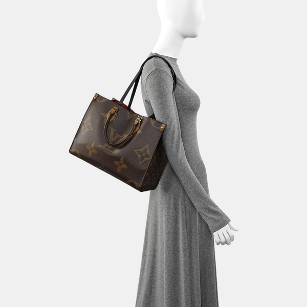 ONTHEGO MM Monogram Coated Canvas Brown