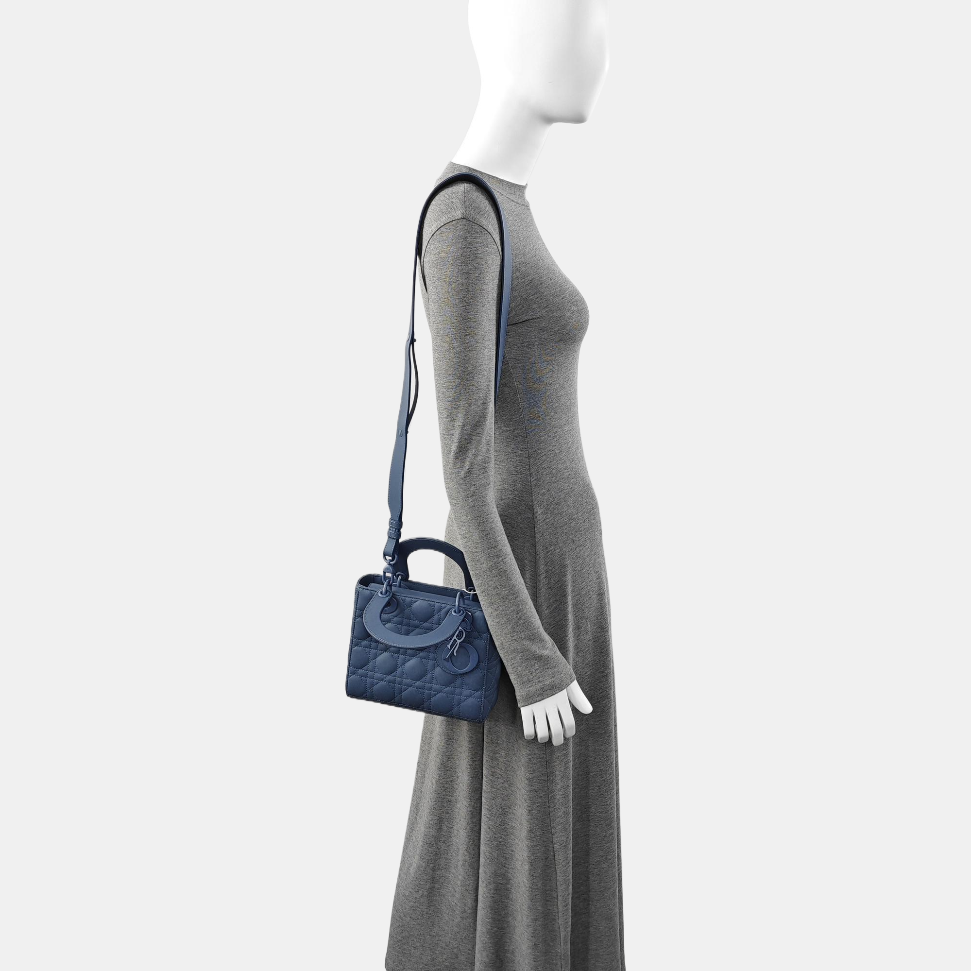 Lady Dior Small Cannage Lambskin Blue