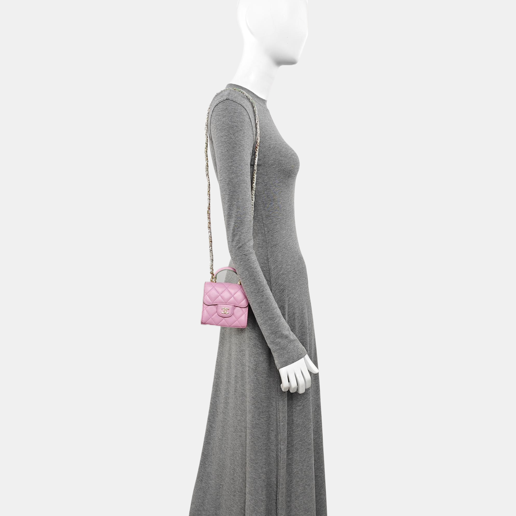 Quilted Lambskin Shoulder Bag Pink
