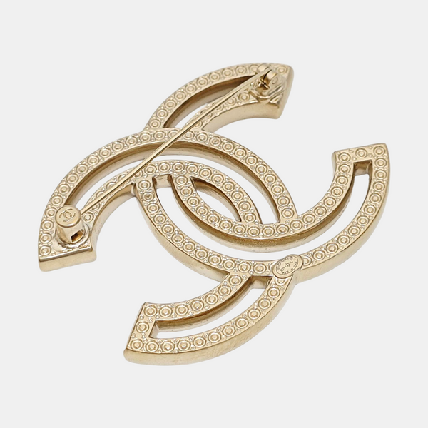 CC Logo Metal Gold Brooch
