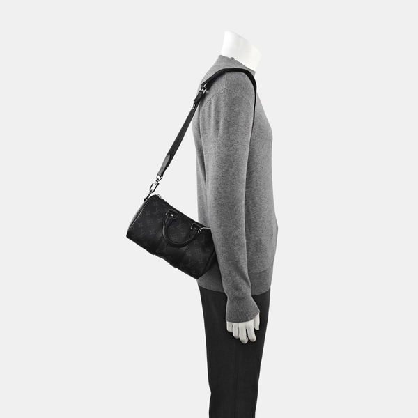 KEEPALL 25 Monogram Coated Canvas Black