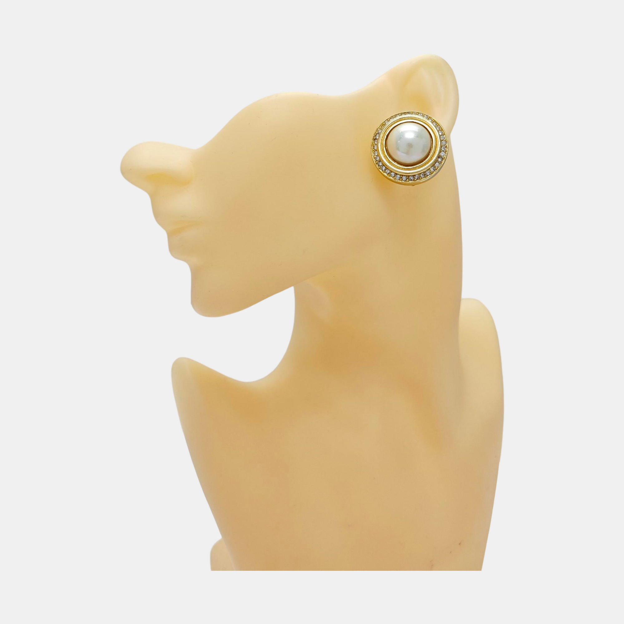 Synthetic Crystal Gold Clip On Earrings