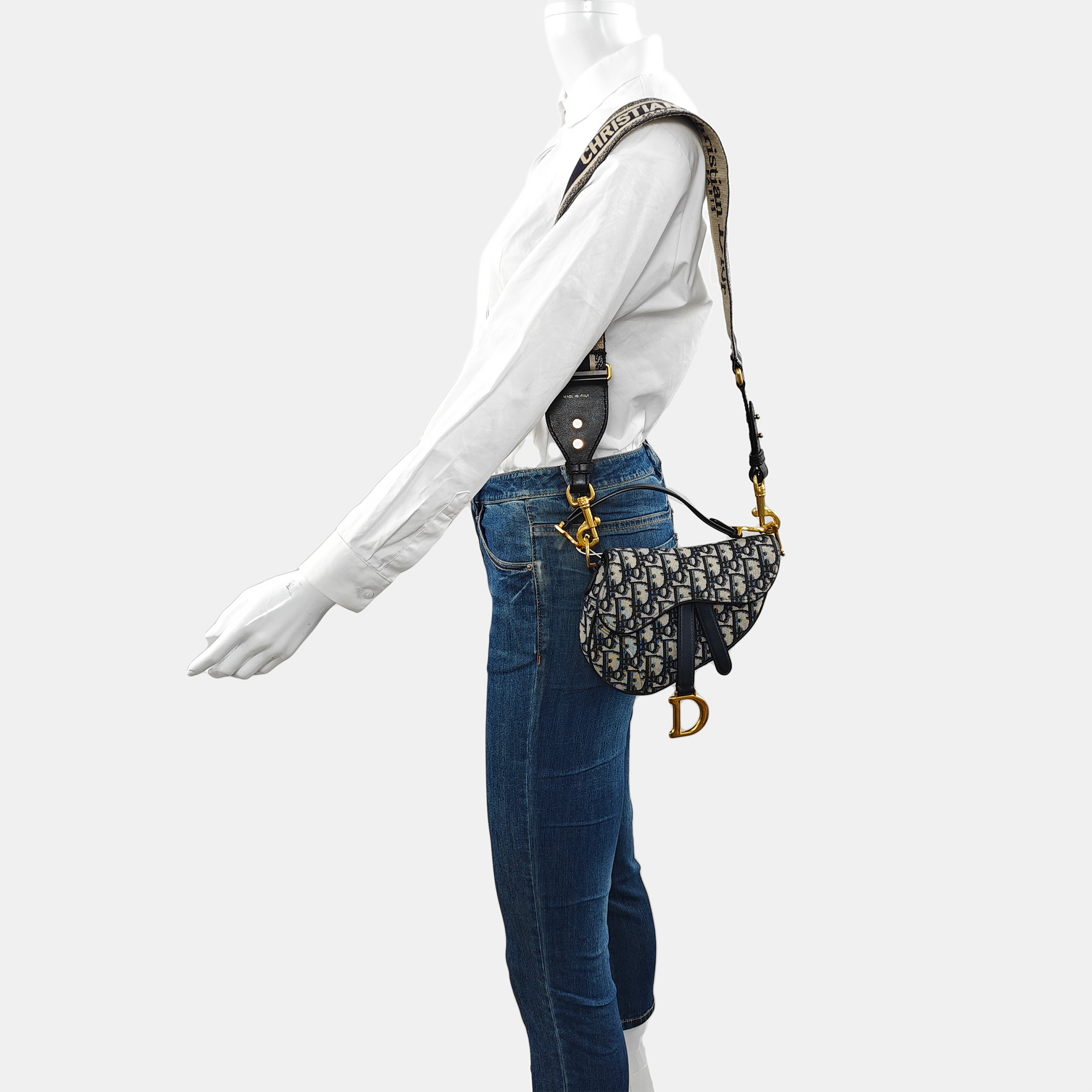 Authenticated pre-owned  Saddle Mini Oblique Canvas Blue - Shoulder Bag at Looply